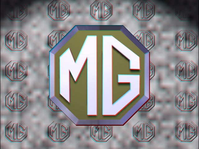 Image anaglyphe reprsentant le logo MG + fond en 3D.